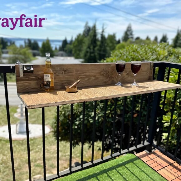 Balcony Table Wood Patio Bar Table - Picture 2 of 3